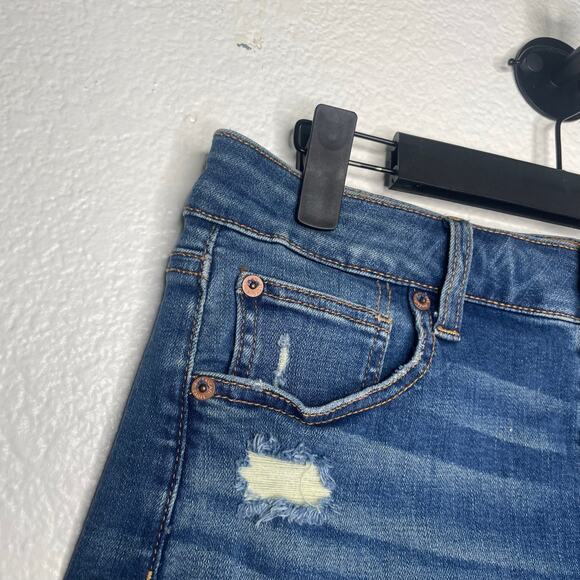 American Eagle Womens Shorts Size 8 Hi Rise Shortie Denim Blue Button Fly - Picture 11 of 14